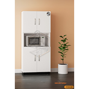 Tamamı Mdf 4 Kapaklı Mikrodalga / Mini Fırın Dolabı Çok Amaçlı Mutfak Dolabı