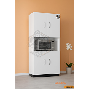 Tamamı Mdf 4 Kapaklı Mikrodalga / Mini Fırın Dolabı Çok Amaçlı Mutfak Dolabı