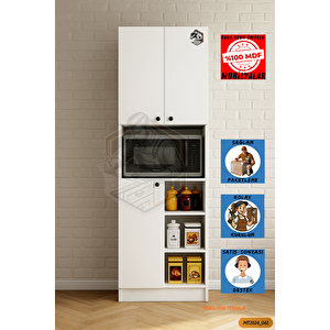 Tamamı Mdf 3 Kapaklı Modern Tasarım Çok Amaçlı Beyaz Mini Fırın Dolabı / Boy Kiler Dolabı / Erzak Dolabı