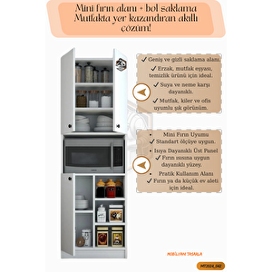 Tamamı Mdf 3 Kapaklı Modern Tasarım Çok Amaçlı Beyaz Mini Fırın Dolabı / Boy Kiler Dolabı / Erzak Dolabı