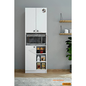 Tamamı Mdf 3 Kapaklı Modern Tasarım Çok Amaçlı Beyaz Mini Fırın Dolabı / Boy Kiler Dolabı / Erzak Dolabı