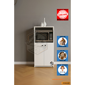 Tamamı Mdf Mini Fırın Dolabı 2 Kapaklı Çok Amaçlı Mutfak Dolabı