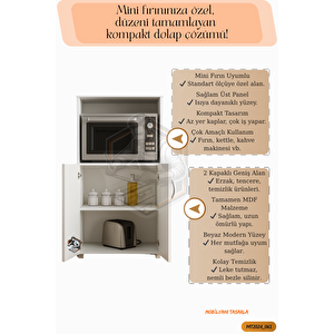 Tamamı Mdf Mini Fırın Dolabı 2 Kapaklı Çok Amaçlı Mutfak Dolabı