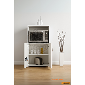 Tamamı Mdf Mini Fırın Dolabı 2 Kapaklı Çok Amaçlı Mutfak Dolabı