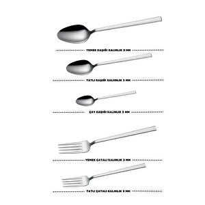 Lugga Doğa Yemek - Tatlı Çatal Kaşık Ve Çay Kaşık Takımı 6 Kişilik 30 Parça