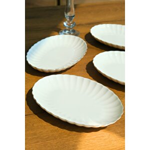 Bone Luz Altın File Kayık Tabak 24x17cm Bnlzf24ky20 4 Lü
