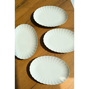 Bone Luz Altın File Kayık Tabak 24x17cm Bnlzf24ky20 4 Lü