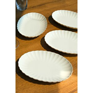 Bone Luz Altın File Kayık Tabak 24x17cm Bnlzf24ky20 4 Lü