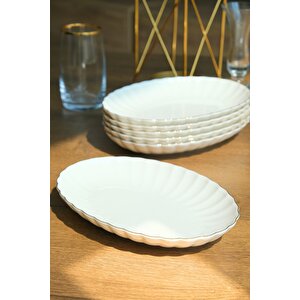 Bone Luz Altın File Kayık Tabak 24x17cm Bnlzf24ky20 6 Lı