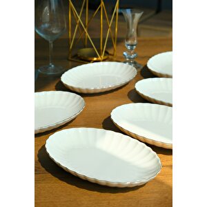 Bone Luz Altın File Kayık Tabak 24x17cm Bnlzf24ky20 6 Lı