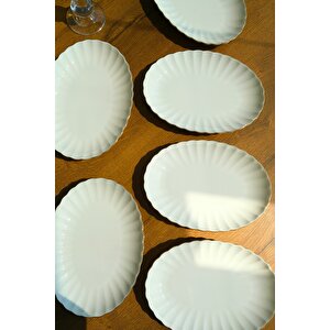 Bone Luz Altın File Kayık Tabak 24x17cm Bnlzf24ky20 6 Lı