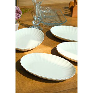 Bone Luz Platin File Kayık Tabak 24x17cm Bnlzf24ky220 4 Lü