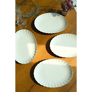 Bone Luz Platin File Kayık Tabak 24x17cm Bnlzf24ky220 4 Lü