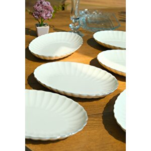Bone Luz Platin File Kayık Tabak 24x17cm Bnlzf24ky220 6 Lı
