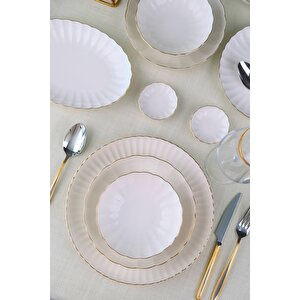 Kütahya Porselen Bone Luz Form Yemek Takımı Altın 32 Parça 6 Kişilik