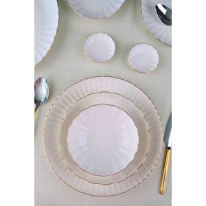 Kütahya Porselen Bone Luz Form Yemek Takımı Altın 32 Parça 6 Kişilik