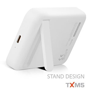 5.000 Mah Pd 15w Magsafe Kablosuz Wi̇reless Taşinabi̇li̇r Şarj Ci̇hazi Beyaz Powerbank Txm5