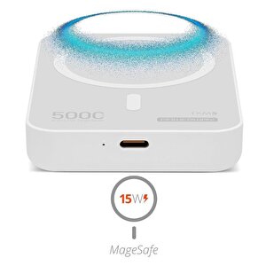 5.000 Mah Pd 15w Magsafe Kablosuz Wi̇reless Taşinabi̇li̇r Şarj Ci̇hazi Beyaz Powerbank Txm5