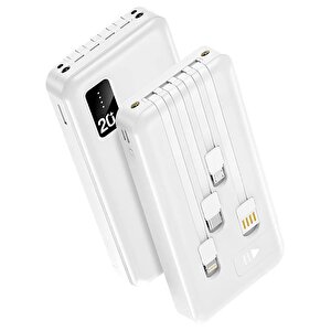 Tx209 20.000mah Kablolu Di̇ji̇tal Göstergeli̇ Fenerli̇ Powerbank Dahi̇li̇ Telefon Stand (mi̇cro - Type C - Li̇ghtni̇ng)