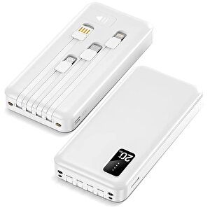 Tx209 20.000mah Kablolu Di̇ji̇tal Göstergeli̇ Fenerli̇ Powerbank Dahi̇li̇ Telefon Stand (mi̇cro - Type C - Li̇ghtni̇ng)