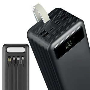 Tx60 Si̇yah 60000 Mah Çoklu Çikiş Di̇ji̇tal Göstergeli̇ Ekstra Kablolu Powerbank