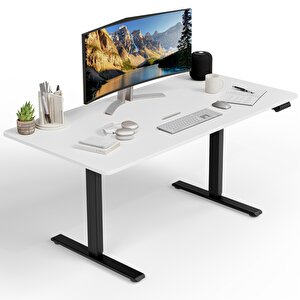 Uprise Yükseklik Ayarlı Masa | Çift Motorlu | Güçlü-dengeli-stabil (lak Beyaz) 120 cm