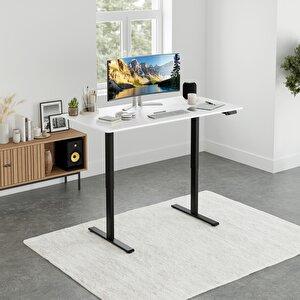 Uprise Yükseklik Ayarlı Masa | Çift Motorlu | Güçlü-dengeli-stabil (lak Beyaz) 120 cm