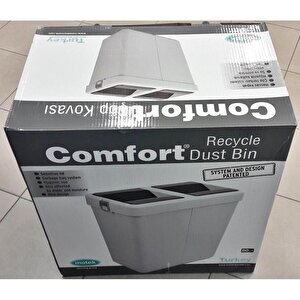 Motek 80 Litre Hassas Kapaklı Çift Gözlü Geri Dönüşüm Çöp Kovası