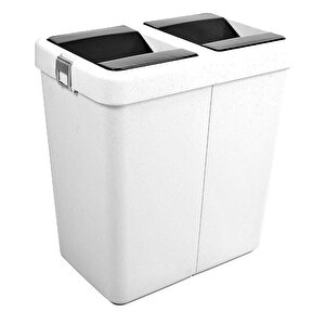 Motek 80 Litre Hassas Kapaklı Çift Gözlü Geri Dönüşüm Çöp Kovası