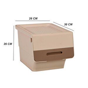 Tekerlekli Patateslik Soğanlık Oyuncak Kutusu Patateslik Soğanlık Sepeti 2x12lt Krem+açık Kahve