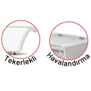 Motek Tekerlekli Patateslik Soğanlık Oyuncak Kutusu Patateslik Soğanlık Sepeti 3x12lt Beyaz+gri