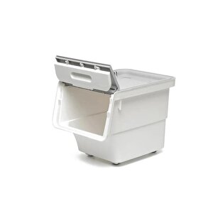 Motek Tekerlekli Patateslik Soğanlık Oyuncak Kutusu Patateslik Soğanlık Sepeti 3x12lt Beyaz+gri