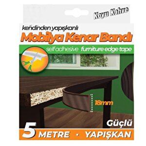 Kendinden Yapışkanlı Masa,raf,dolap,tezgah,mobilya Kenar Bandı 18mmx5 Metre-koyu Kahve