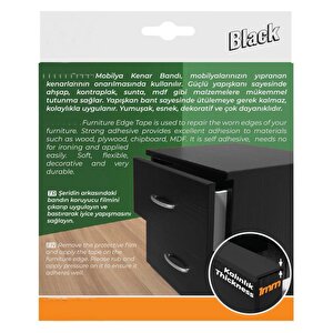 Kendinden Yapışkanlı Masa,raf,dolap,tezgah,mobilya Kenar Bandı 18mmx5 Metre-siyah