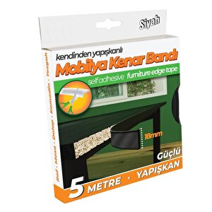 Kendinden Yapışkanlı Masa,raf,dolap,tezgah,mobilya Kenar Bandı 18mmx5 Metre-siyah