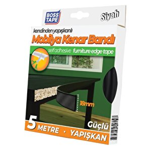 Kendinden Yapışkanlı Masa,raf,dolap,tezgah,mobilya Kenar Bandı 18mmx5 Metre-siyah