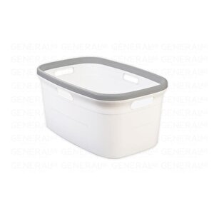 Geseus Motek Tekli 40 Lt Kirli Çamaşır Sepeti+çamaşır Selesi İkili Set, Çeyiz Seti Gri+beyaz
