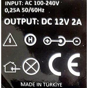 12 Volt 2amper 24 Wat Çok Amaçlı Switch Mode Adaptör Güçkaynağı