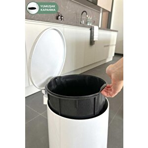 Cigo Paslanmaz Çelik Çöp Kovası Pedallı 20 Litre-beyaz