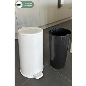 Primanova Cigo Paslanmaz Çelik Çöp Kovası Pedallı 20 Litre-beyaz