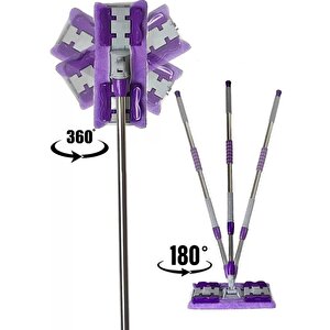 Çelik Ayna Kıskaçlı Cam Silme Mopu Mikrofiber Yedek Bezli Yer Duvar Fayans Silme Mopu