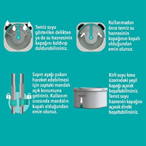 Smarter Aqua Master 4 Adet Mi̇krofi̇ber Mop Temi̇z&ki̇rli̇ Suyu Ayirma Özelli̇ği̇ Otomati̇k Temi̇zli̇k Seti̇ Paspas