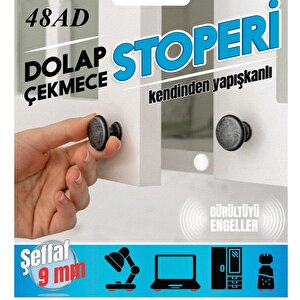 Yapışkanlı Dolap Çekmece Stoperi Kapak Ses Engelleyici 48adet-beyaz