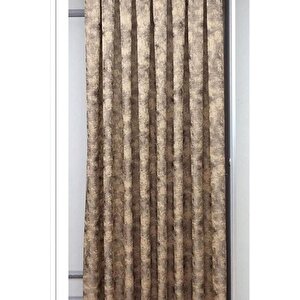 Fon Perde Royal Desen, Yeni Sezon, Pileli, Kırışmaz, Koyu Bej, Özel Koleksiyon (tek Kanat) 90x240 cm