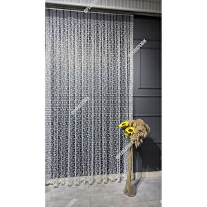 Tül Perde Kırık Beyaz Ekru Çiçek Desenli İşlemeli Salon Mutfak Kısa Petek Üstü Kırışmaz Sık Pileli 380x250 cm