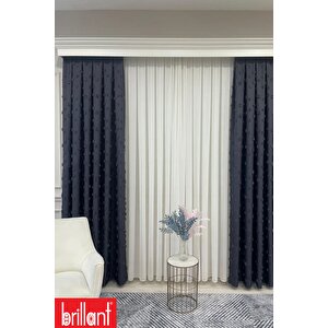 Fon Perde Antrasit Pufy Brillant Püsküllü, Ponponlu, Saçaklı Fon Perde Sık Pileli Keten Pano Fon