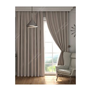 Bej Blackout, Işık Geçirmez Karartma Güneşlik, Pilesiz (tek Kanat Fon Perde)