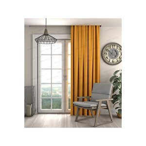 Turuncu  Fon Perde,turuncu Kadife Dokulu Fon Perde,pilesiz Ekstrafor Büzgülü A Kali̇te,(tek Kanat) 250x240 cm