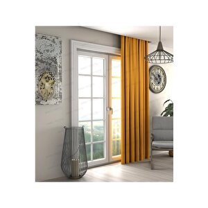 Turuncu  Fon Perde,turuncu Kadife Dokulu Fon Perde,pilesiz Ekstrafor Büzgülü A Kali̇te,(tek Kanat) 250x240 cm