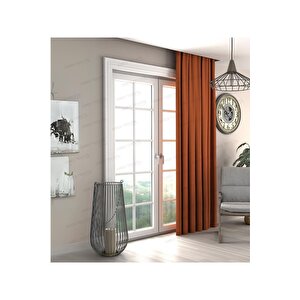 Kiremit Fon Perde,kiremit Kadife Dokulu Fon Perde,pilesiz Ekstrafor Büzgülü A Kali̇te,(tek Kanat) 250x230 cm
